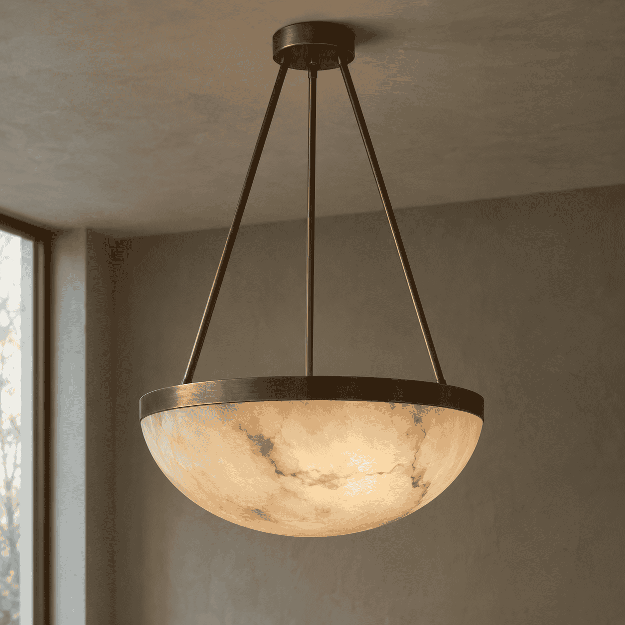 Stone pendant light fixture